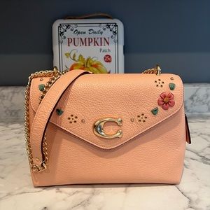 Coach Tammie Shoulder Bag With Floral Whipstitch In Faded Blush Multi